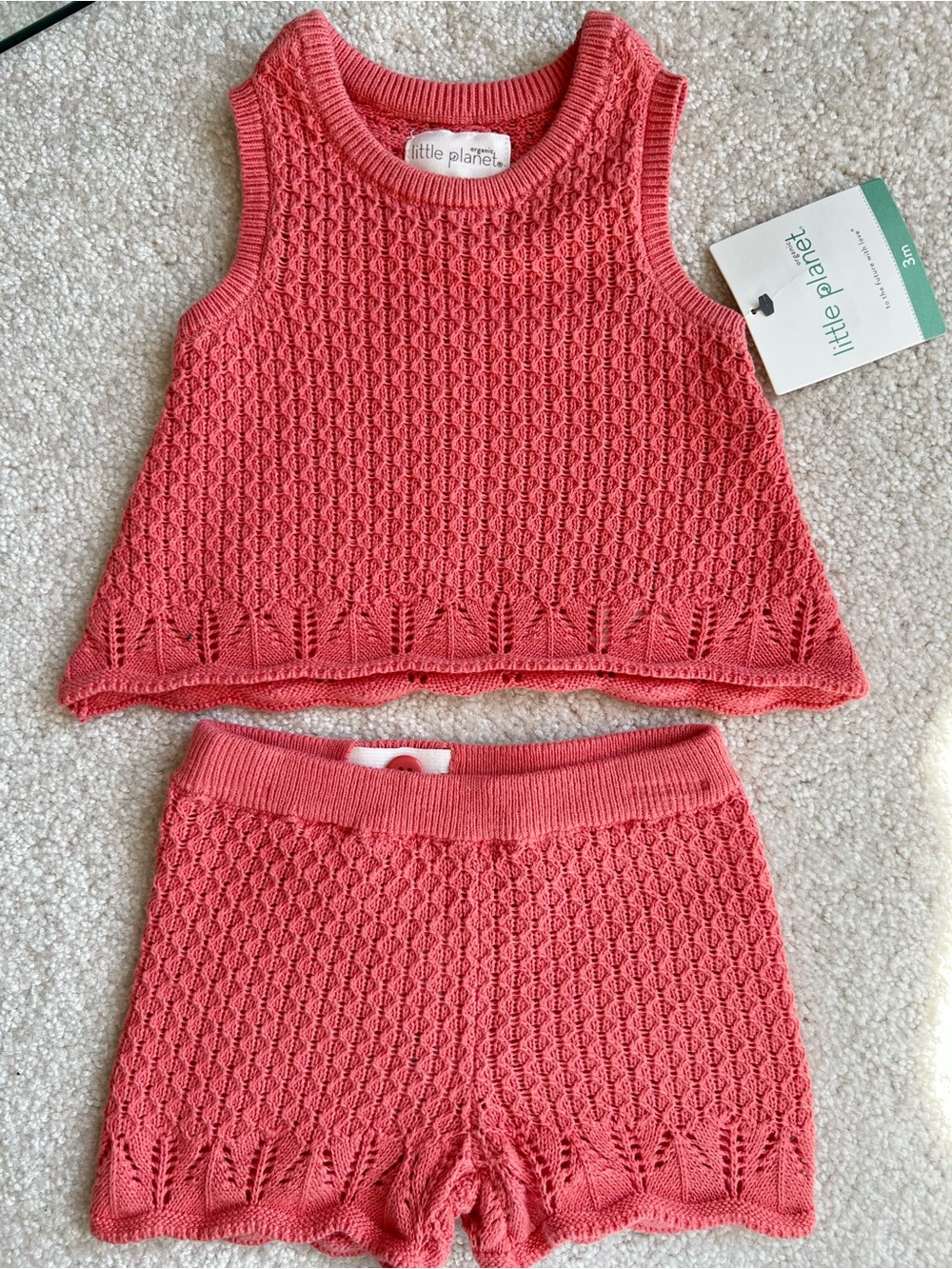 NWT Little Planet Coral Knit Tank & Shorts Set